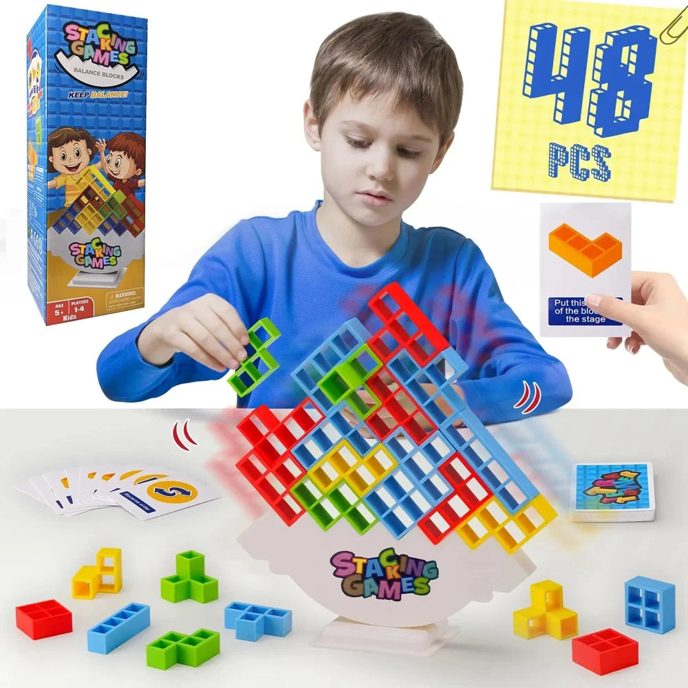 Building Block Brick Toy Balance Stacked Tetra Tower Game Swing High Russian Building Blocks Stack Kid Desktop Toy