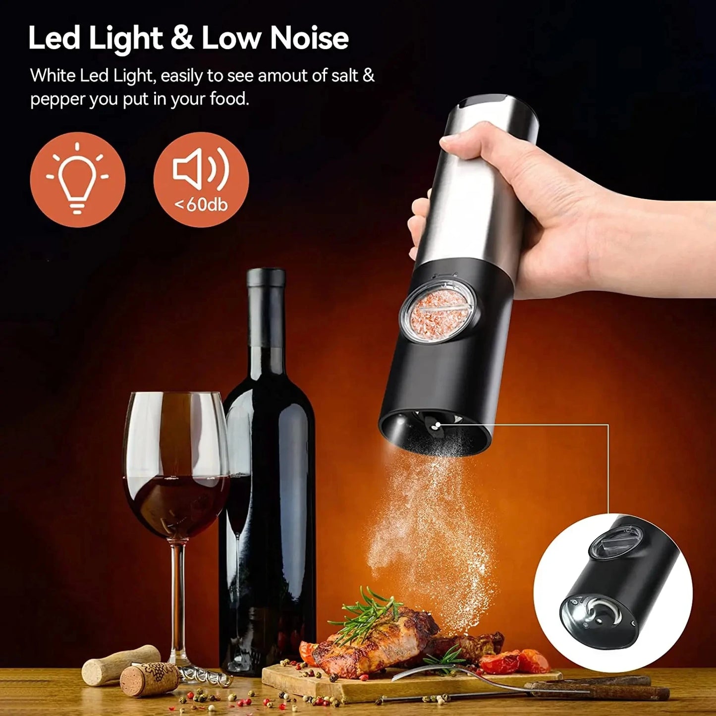 USB Rechargeable Electric Salt Pepper Grinde