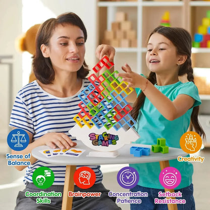 Building Block Brick Toy Balance Stacked Tetra Tower Game Swing High Russian Building Blocks Stack Kid Desktop Toy