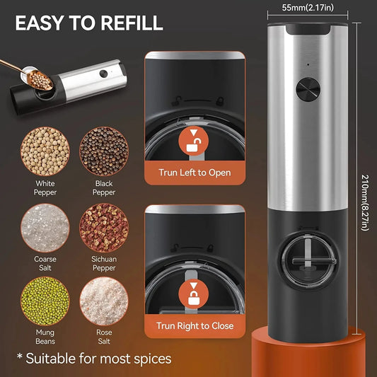 USB Rechargeable Electric Salt Pepper Grinde